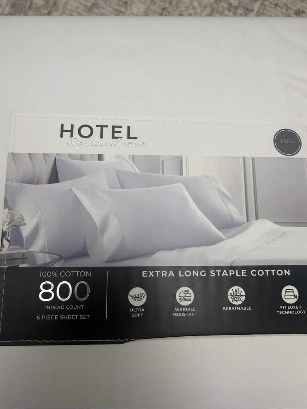 Hotel Signature Sateen 800TC 100% Cotton  6 Pcs Sheet Set Full Size White